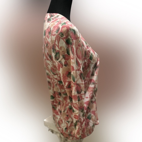 50% off w♥️ TALBOTS Woman Floral Print Stretch Knit Cardigan Sweater XS - Picture 2 of 5